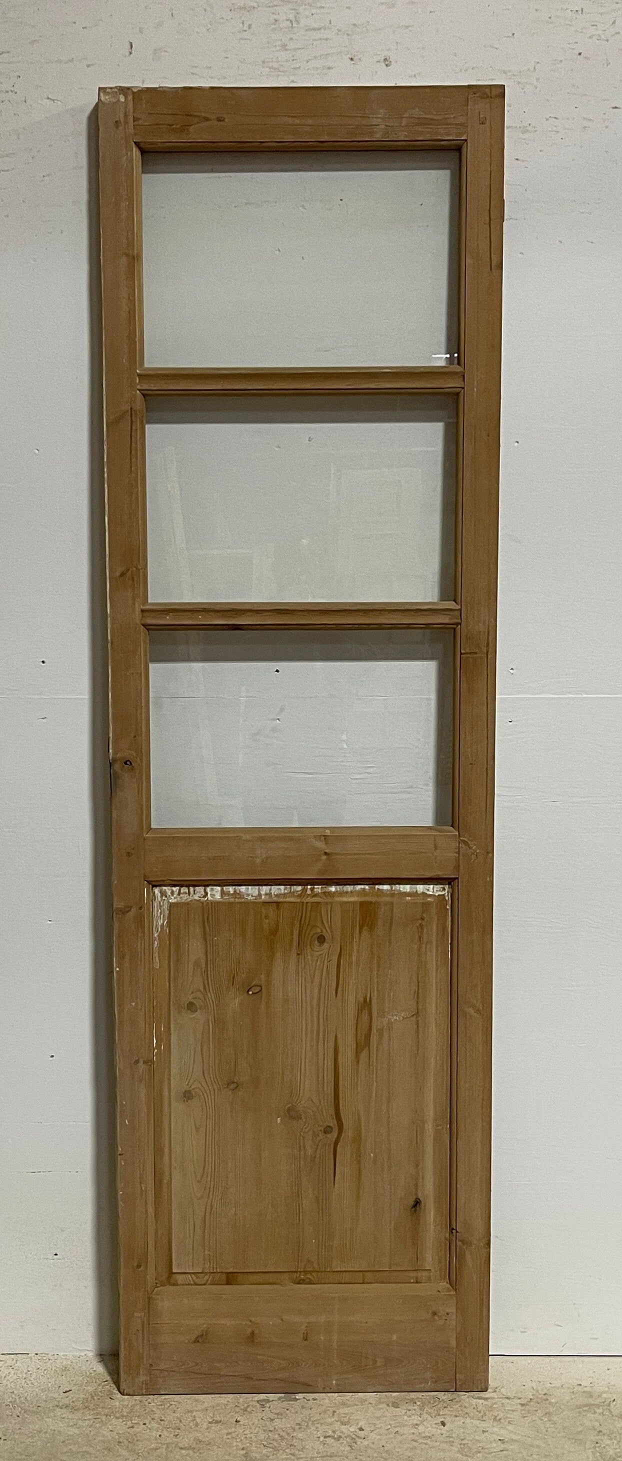 Antique French panel door with glass (87x26) G1504s