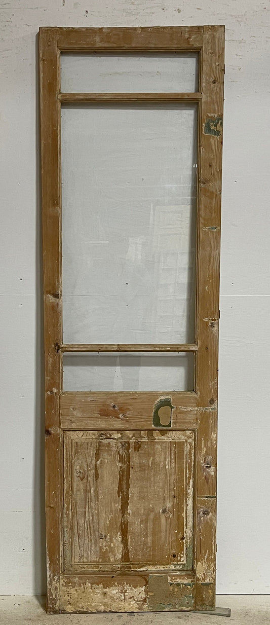 Antique French panel door with glass (86.25x26) G1256s