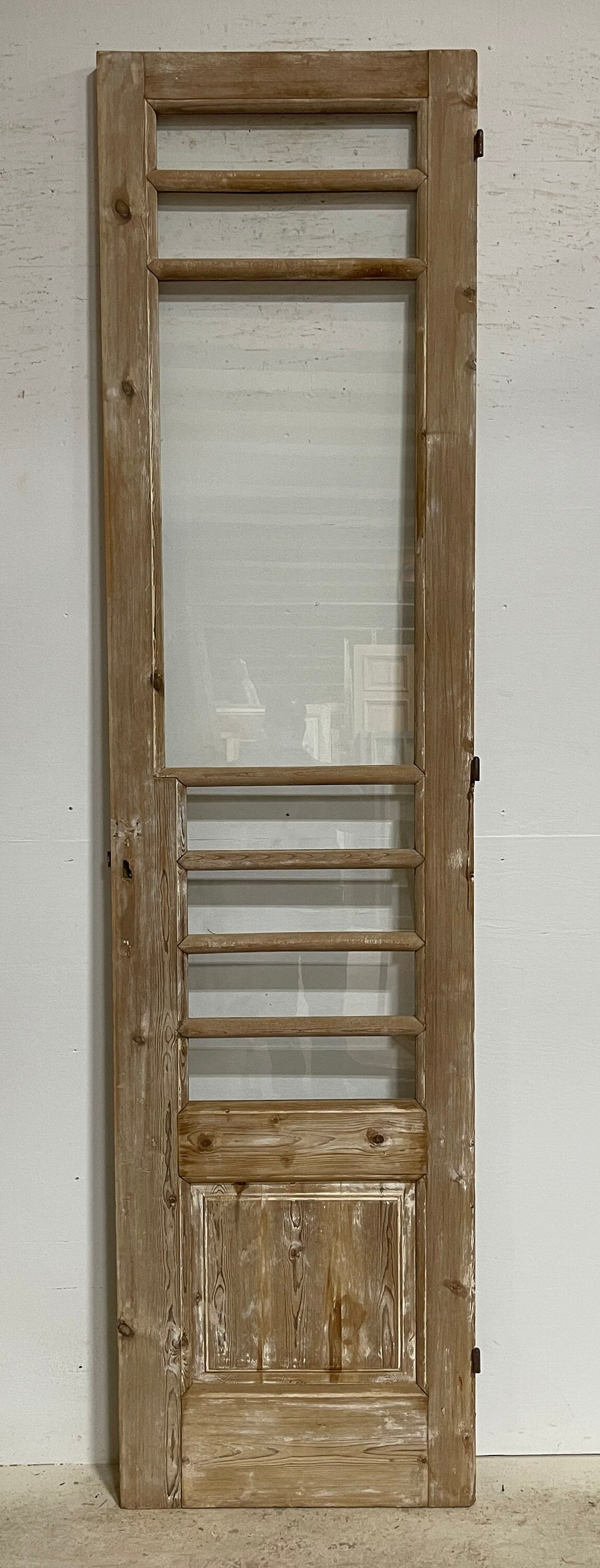 Antique French panel door with glass (102.75x26) G1273s