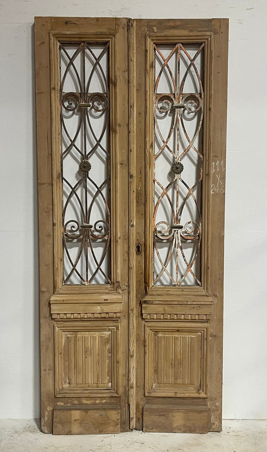 Antique French panel doors with metal (96x43.5) H0021s