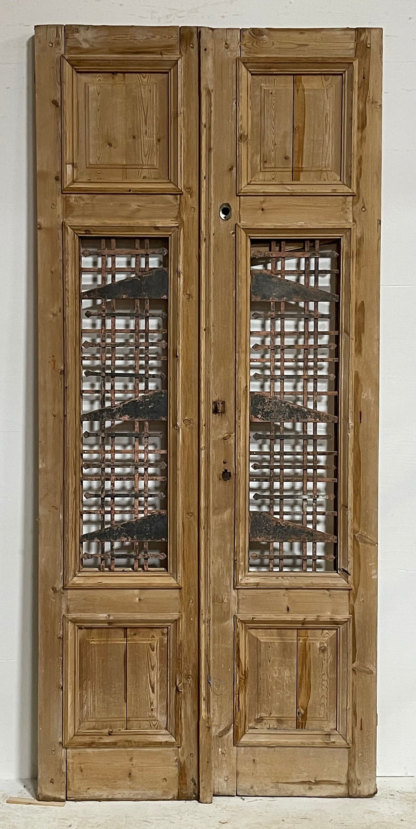 Antique French panel doors with metal (99.5x44.5) H0015s