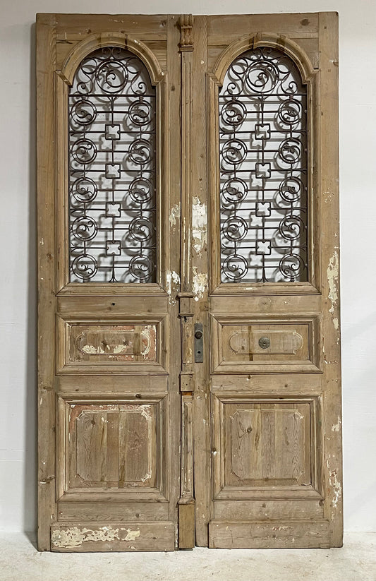 Antique French panel doors with metal (114.25x65) H0016s