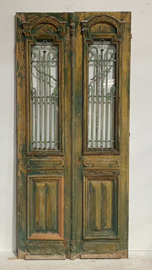 Antique French panel doors with metal (95.75x44) H0023s