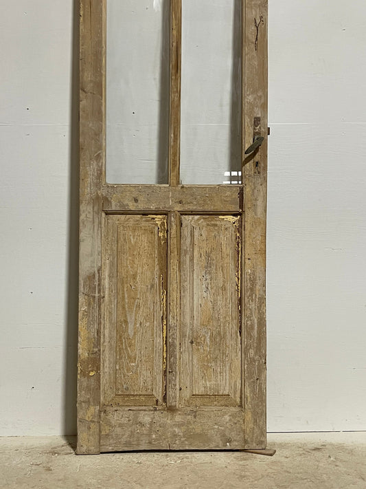 Antique French panel door with glass (94.25x27.25) H0184Bs